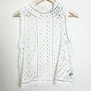 Anthropologie James Coviello eyelet sleeveless blouse